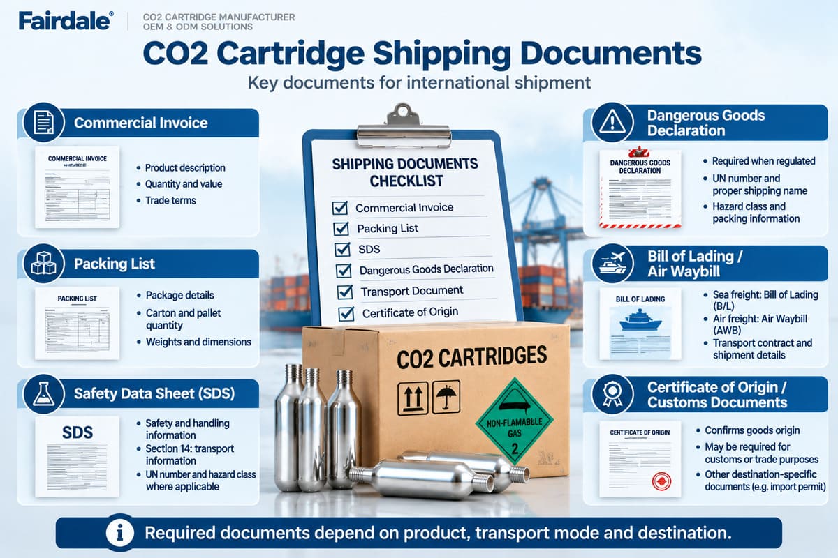 CO2 cartridge shipping documents checklist CO2 cartridge shipping documents checklist