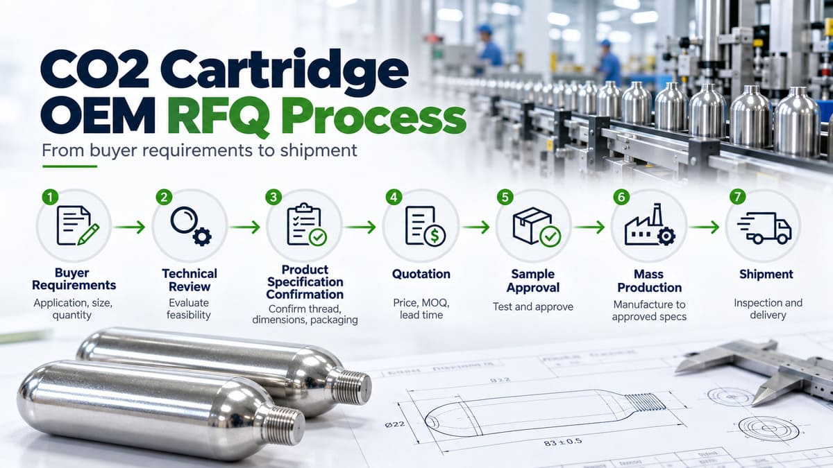 CO2 cartridge OEM RFQ process from buyer requirements to production and shipment