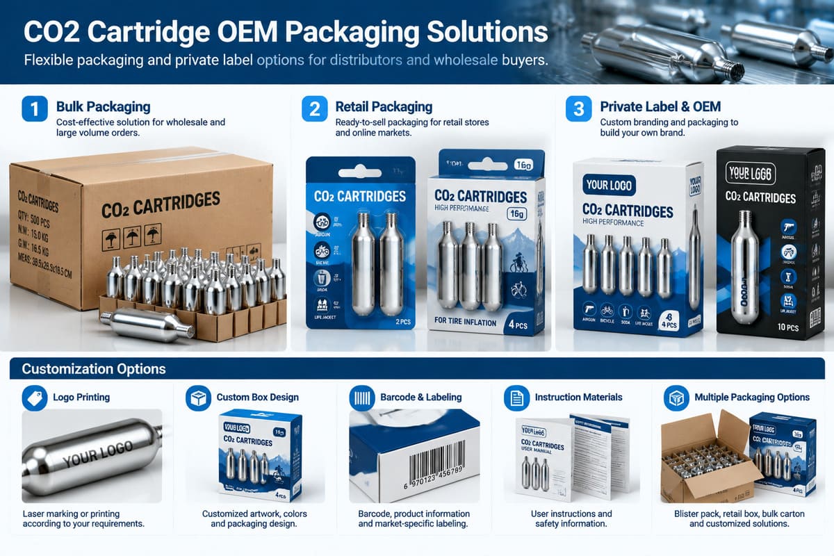 OEM and private label packaging options for CO2 cartridge distributors